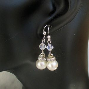 White Pearl Wedding Earrings